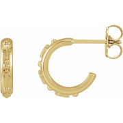 14K Yellow Rosary Huggie Earrings
