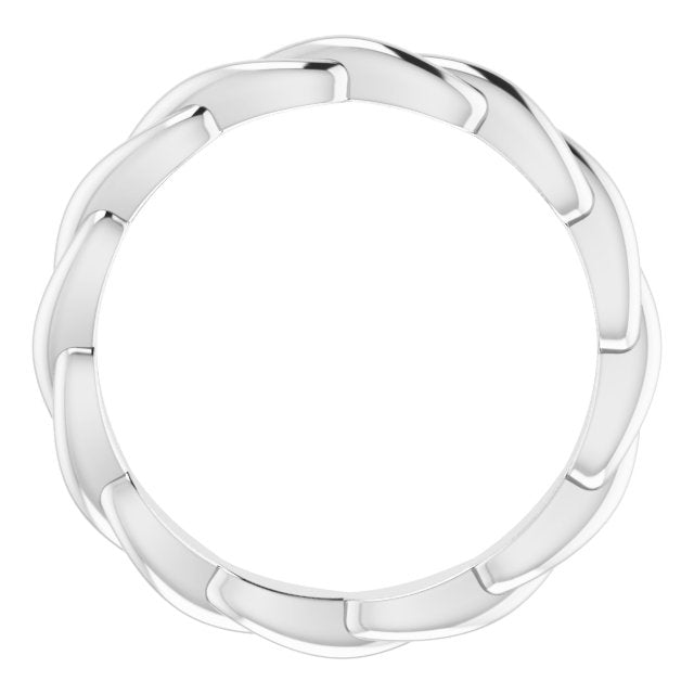 14K White Woven-Design Band Size 4