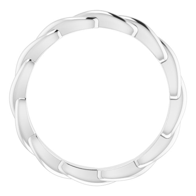 14K White Woven-Design Band Size 5