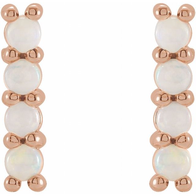 14K Rose Natural Ethiopian Opal Bar Earrings