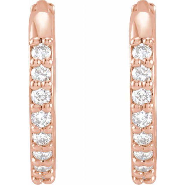 14K Rose 1/8 CTW Natural Diamond 12.5 mm Huggie Earrings