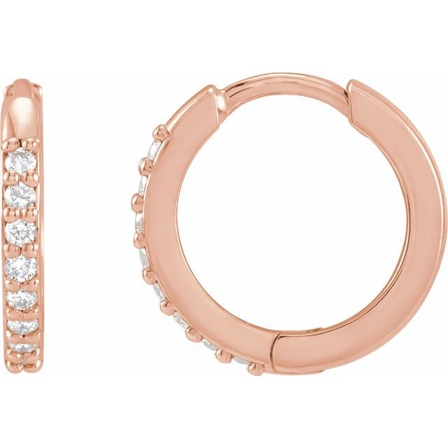 14K Rose 1/8 CTW Natural Diamond 12.5 mm Huggie Earrings