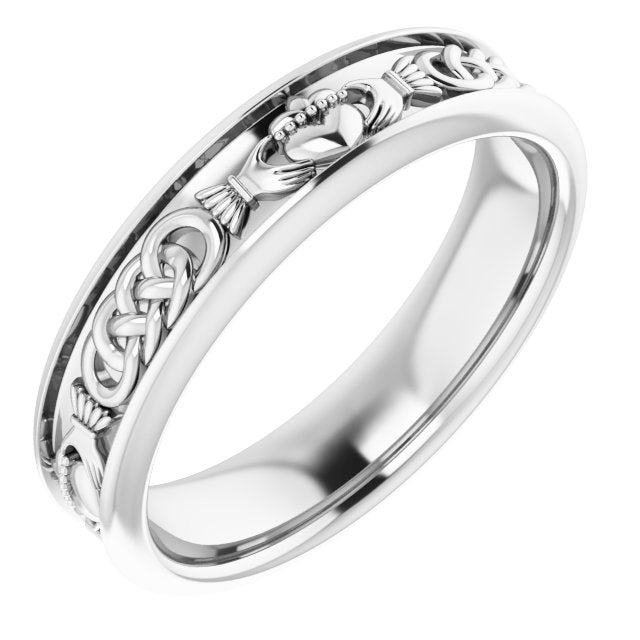 14K White Claddagh Band Sze 12