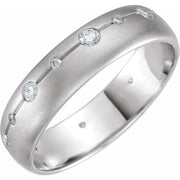 14k White 6 Mm 1/2 Ctw Natural Diamond Grooved Band With Brush Finish Size 7