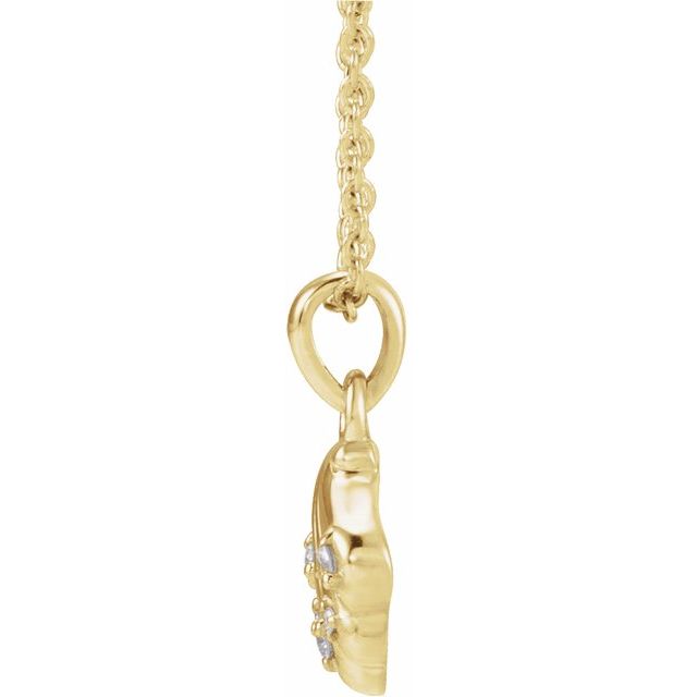 14K Yellow .03 CTW Natural Diamond Seashell 16-18' Necklace