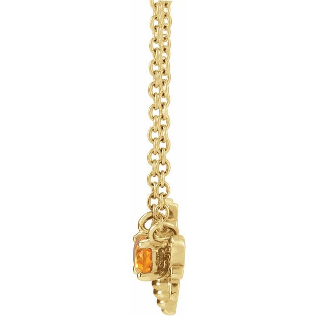 14K Yellow Natural Orange Garnet Bee 16' Necklace