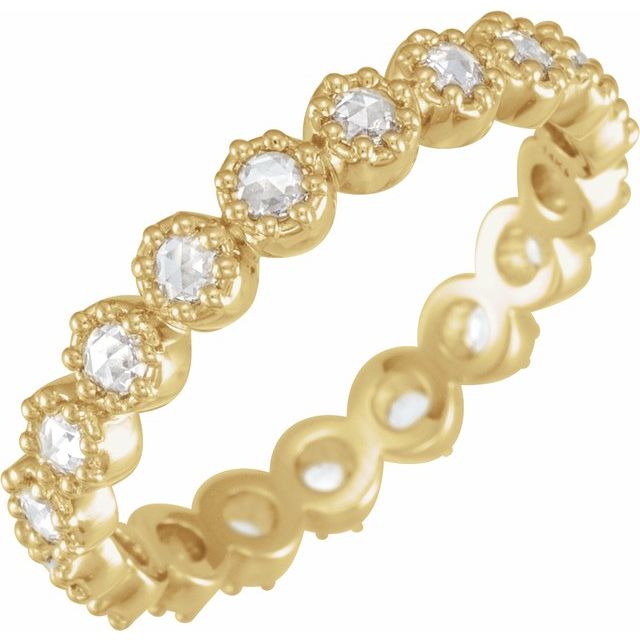 14K Yellow 1/2 CTW Natural Diamond Rose-Cut Eternity Band Size 7