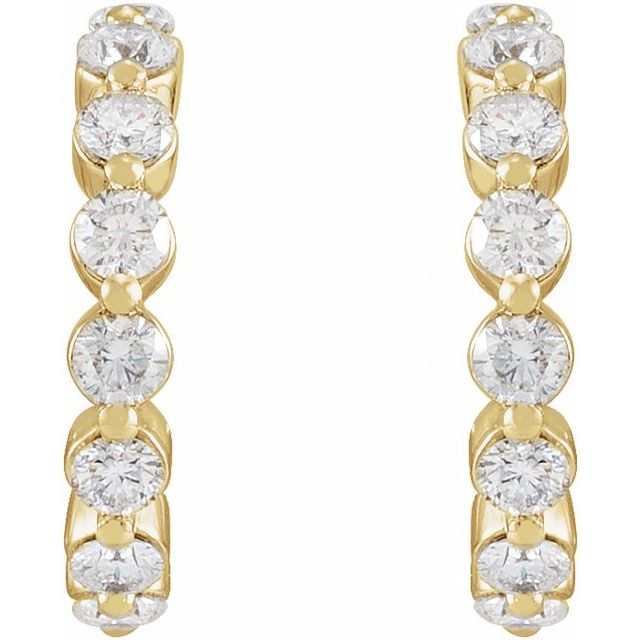 14k Yellow 7/8 Ctw Natural Diamond 14.5 Mm Hoop Earrings