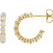 14k Yellow 7/8 Ctw Natural Diamond 14.5 Mm Hoop Earrings