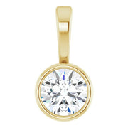 14K Yellow 1/10 CT Natural Diamond Bezel-Set Solitaire Pendant