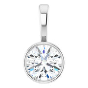 14K White 1/4 CT Lab-Grown Diamond Bezel-Set Solitaire Pendant