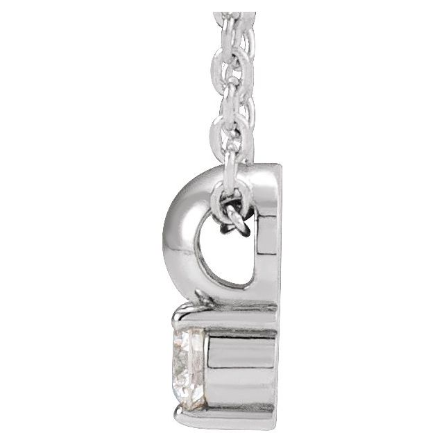 14K White .06 CT Natural Diamond Bead 16-18' Necklace