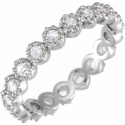 14k White 1/2 Ctw Natural Diamond Rose-cut Eternity Band Size 6