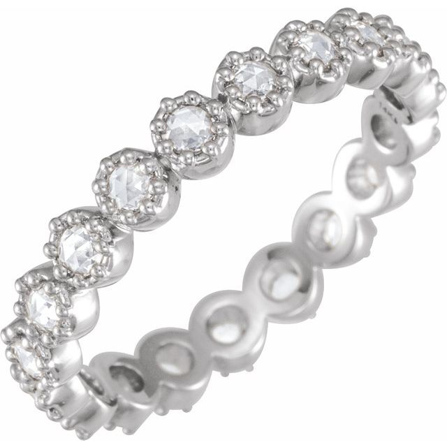 14k White 1/2 Ctw Natural Diamond Rose-cut Eternity Band Size 6