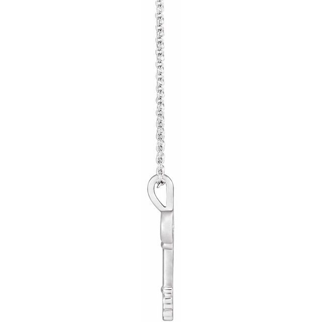 14K White 20x6.5 mm Key 16-18' Necklace