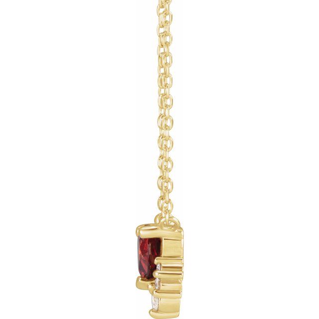 14K Yellow Natural Mozambique Garnet & .07 CTW Natural Diamond 18' Necklace