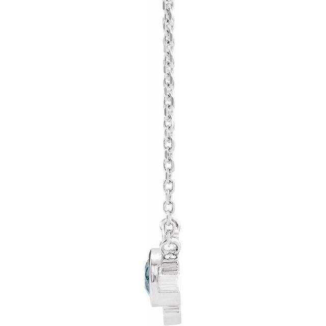 14K White Natural Aquamarine & .03 CTW Natural Diamond Art Deco 18' Necklace
