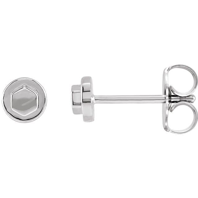 14K White Bolt Earrings