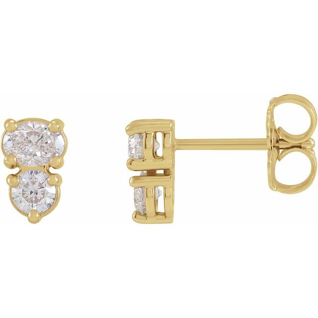 14K Yellow 1/2 CTW Lab-Grown Diamond Two-Stone Earrings