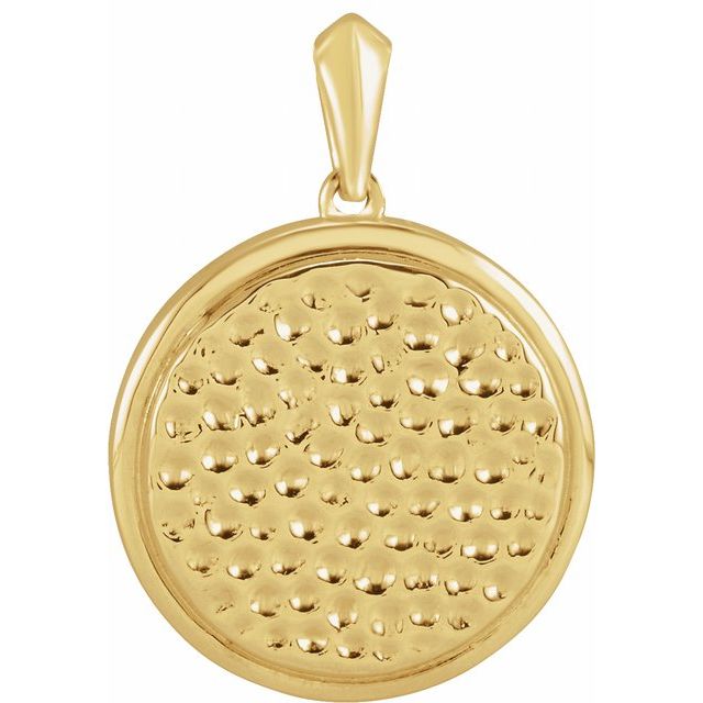 14K Yellow 21.37x15 mm Beaded Disc Pendant