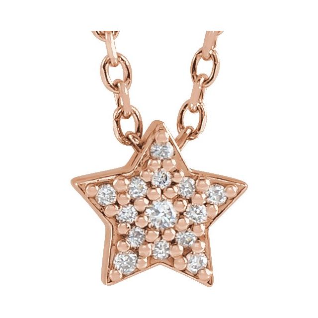 14K Rose .04 CTW Natural Diamond Star 16-18' Necklace