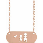 14K Rose Mother & Daughter Stick Figure Family 18' Necklace