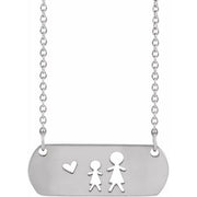Sterling Silver Mother & Daughter Stick Figure Family 18' Necklace