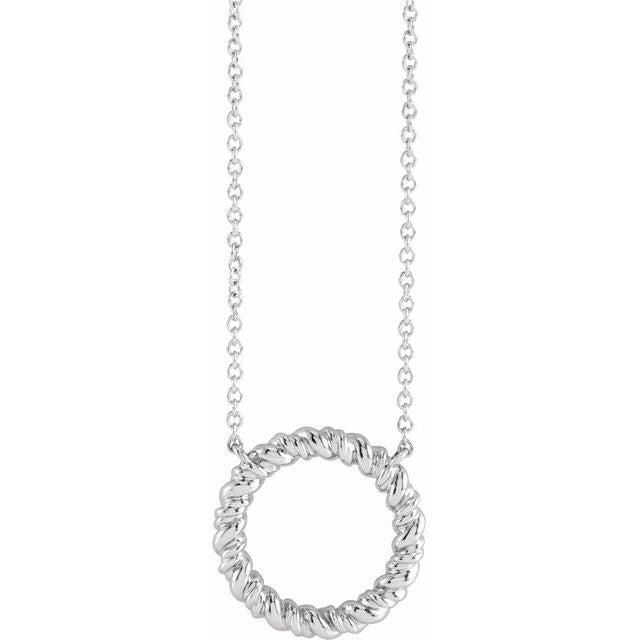 Sterling Silver 14.2 mm Rope Circle 18' Necklace