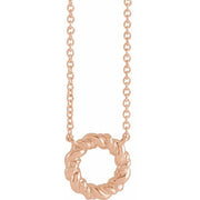 14K Rose 9.4 mm Rope Circle 18' Necklace