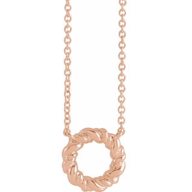 14K Rose 9.4 mm Rope Circle 18' Necklace
