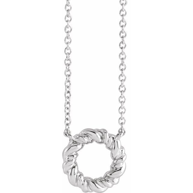 Sterling Silver 9.4 mm Rope Circle 18' Necklace