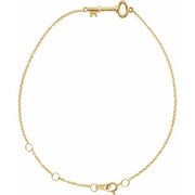 14K Yellow Petite Key 6 1/2-7 1/2' Bracelet