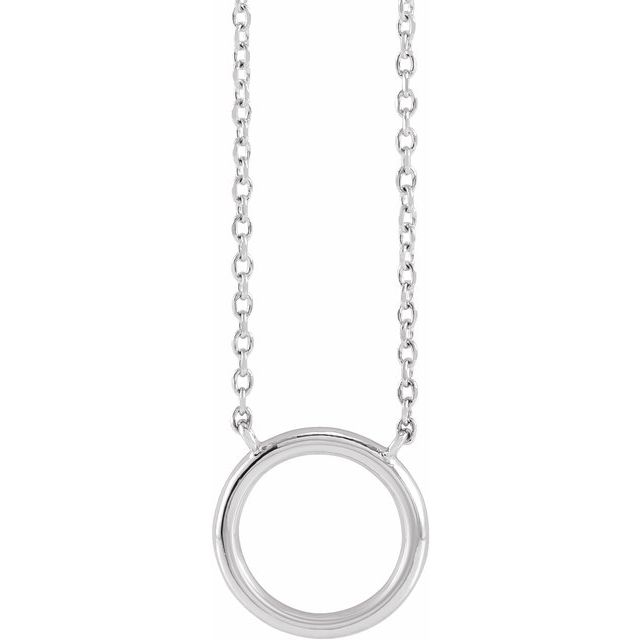 14K White Circle 18' Necklace