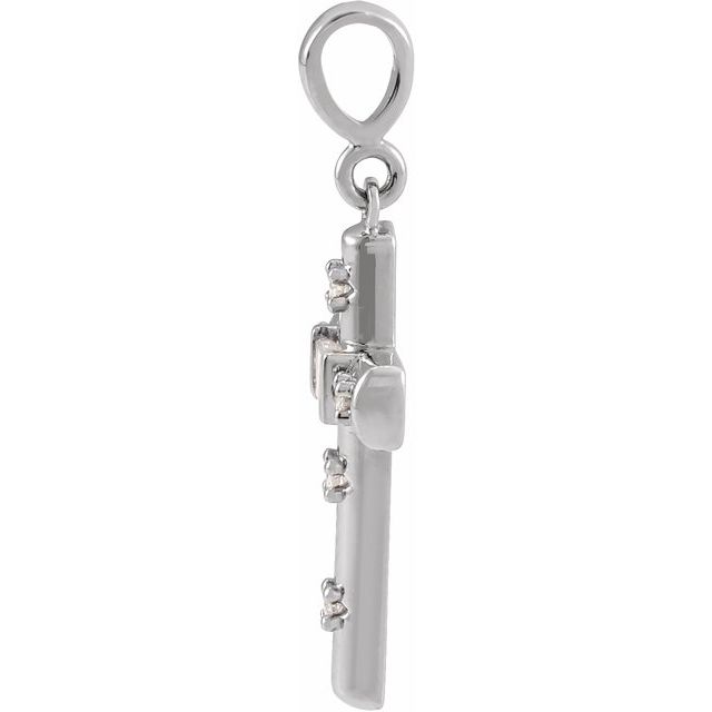 14K White 1/8 CTW Natural Diamond Cross Pendant