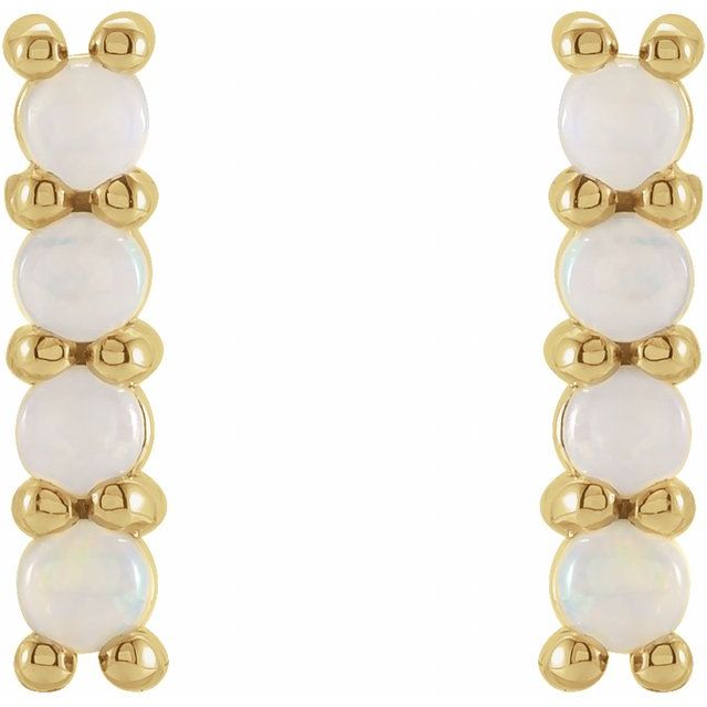 14K Yellow Natural Ethiopian Opal Bar Earrings