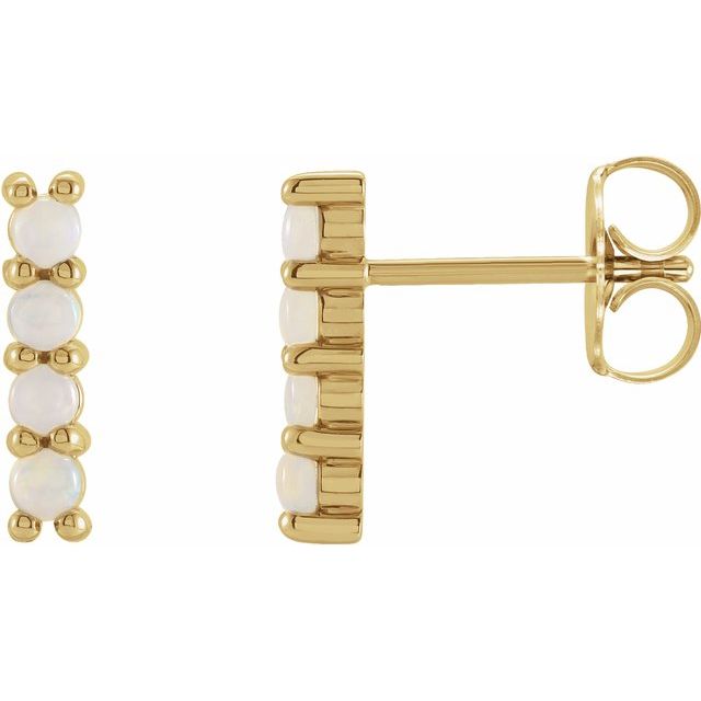 14K Yellow Natural Ethiopian Opal Bar Earrings