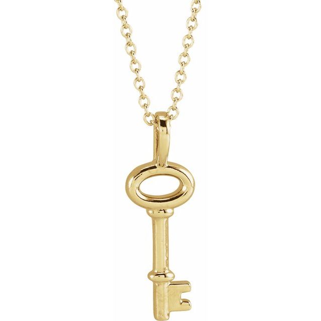 14K Yellow 20x6.5 mm Key 16-18' Necklace