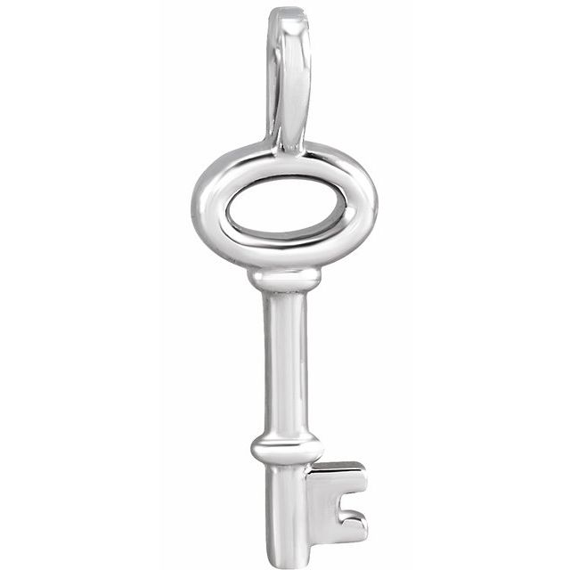 14K White 20x6.5 mm Key Pendant