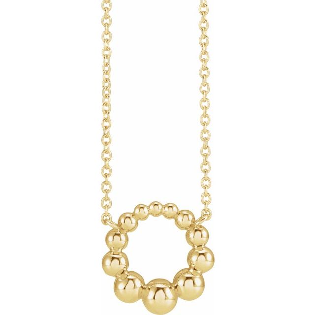 14K Yellow 12 mm Beaded Circle 18' Necklace