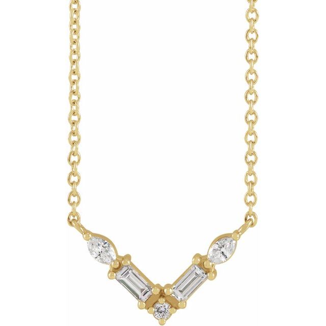 14K Yellow 1/6 CTW Natural Diamond V 18' Necklace