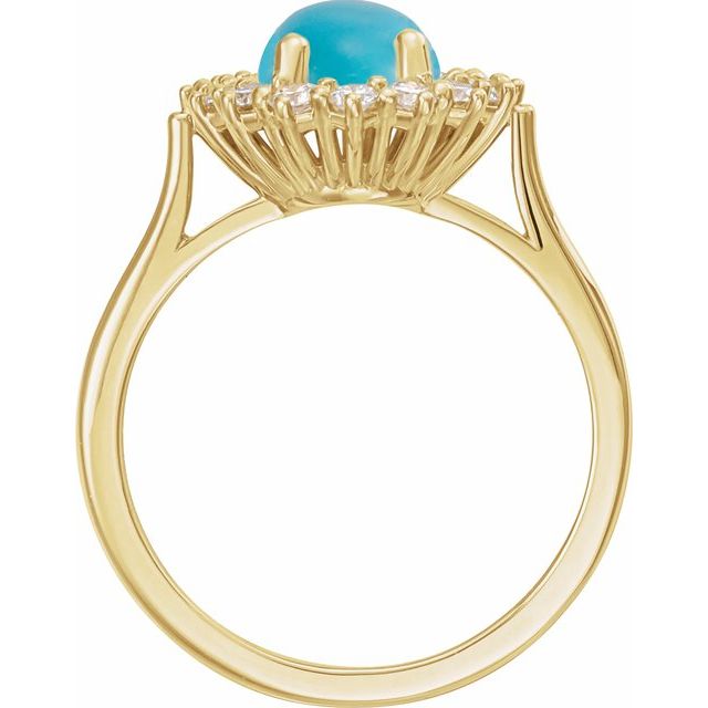14K Yellow Natural Turquoise & 3/8 CTW Natural Diamond Ring