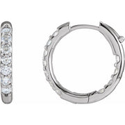 14K White 1 1/8 CTW Natural Diamond Inside-Outside Hinged 18.5 mm Hoop Earrings