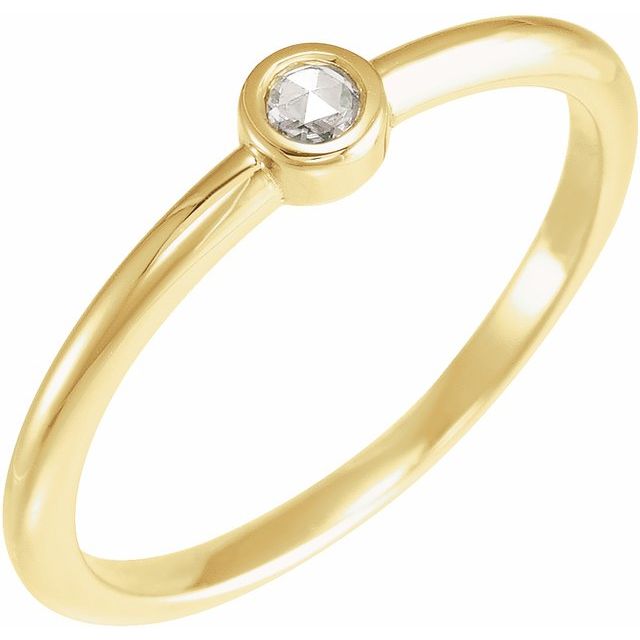 14K Yellow 1/5 CT Rose-Cut Natural Diamond Stackable Ring