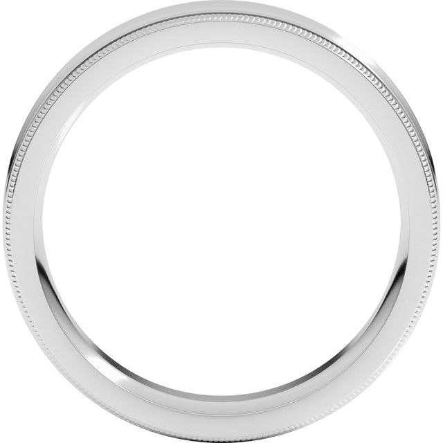 14k White 5 Mm Milgrain Concave Comfort-fit Band Size 8.5