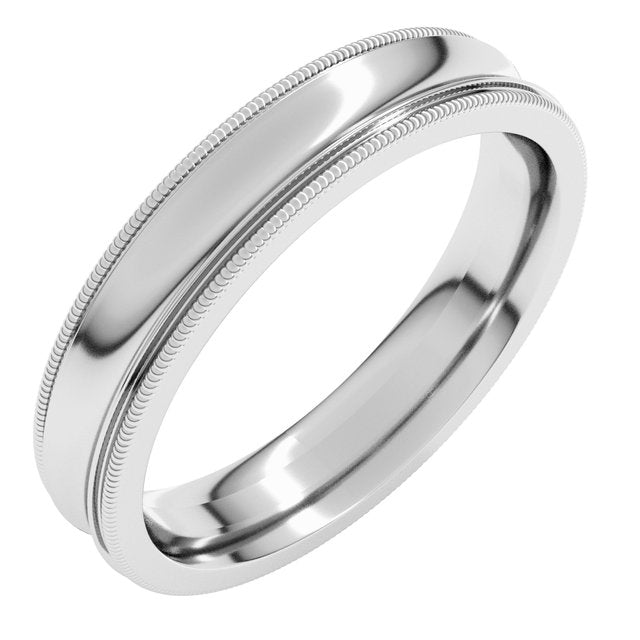 14k White 4 Mm Milgrain Concave Comfort-fit Band Size 5