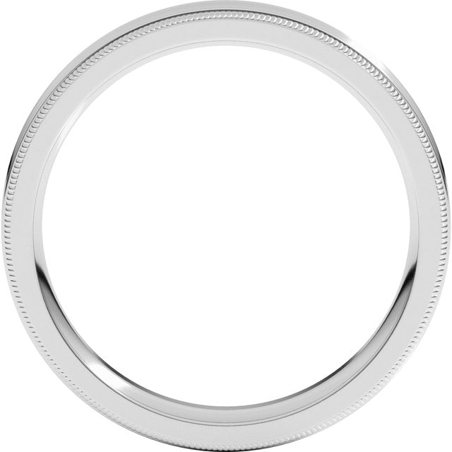 14k White 4 Mm Milgrain Concave Comfort-fit Band Size 5