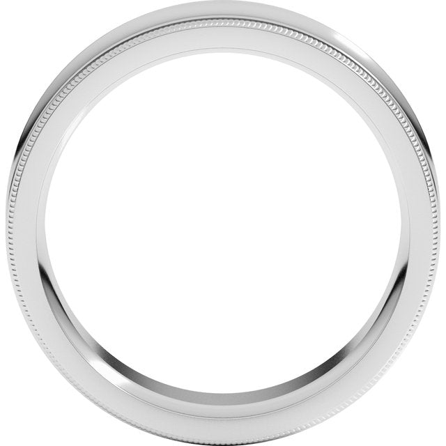14K White 7 mm Milgrain Concave Comfort-Fit Band Size 12