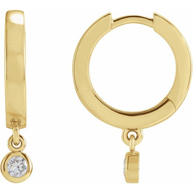 14K Yellow 1/5 CTW Natural Diamond Hinged Hoop Earrings