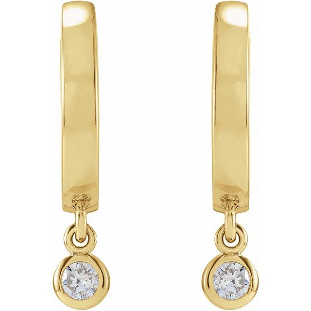14K Yellow 1/5 CTW Natural Diamond Hinged Hoop Earrings