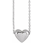 14K White Puffed Heart 16-18'Necklace